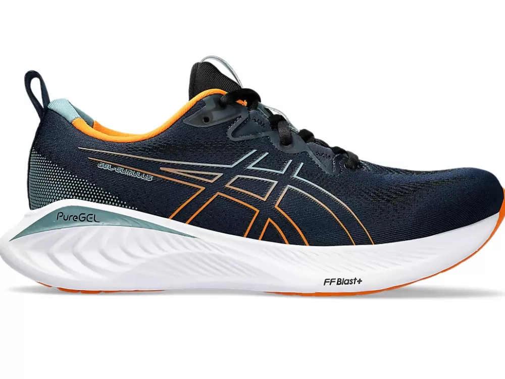 Running^Asics GEL-Cumulus 25 Mens (2E Wide) French Blue/Bright Orange