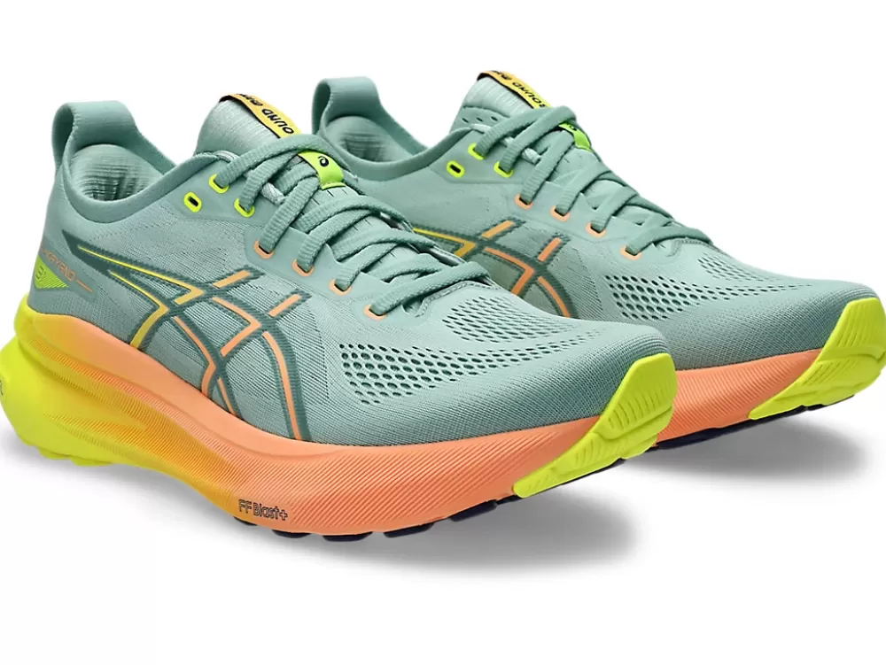 Running^Asics GEL-Kayano 31 Paris Mens Light Celadon/Safety Yellow