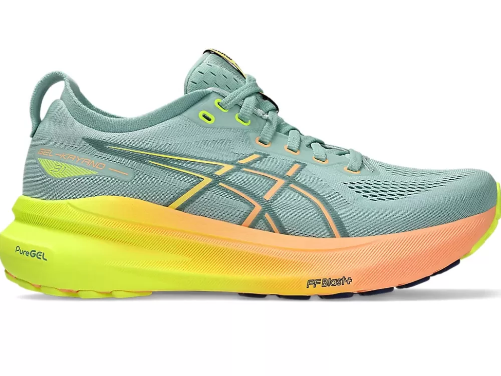 Running^Asics GEL-Kayano 31 Paris Womens Light Celadon/Safety Yellow