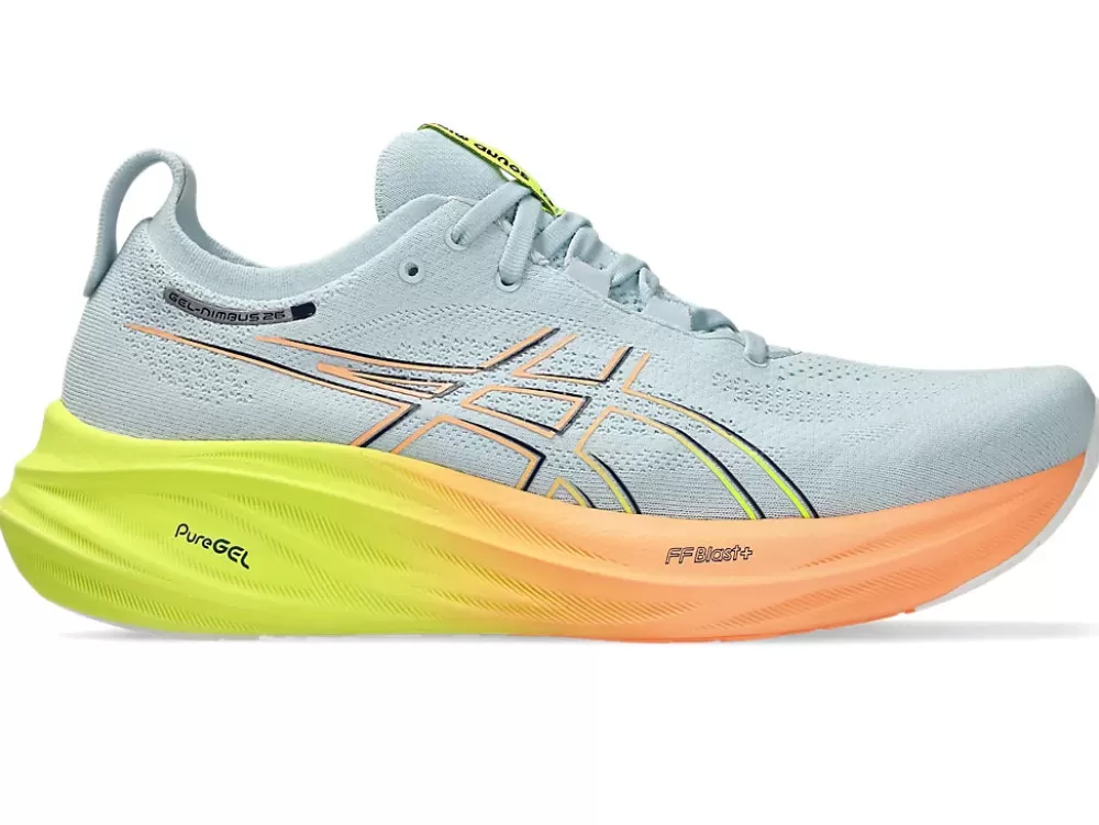 Running^Asics GEL-Nimbus 26 Paris Mens Cool Grey/Safety Yellow