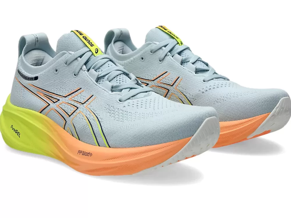 Running^Asics GEL-Nimbus 26 Paris Mens Cool Grey/Safety Yellow