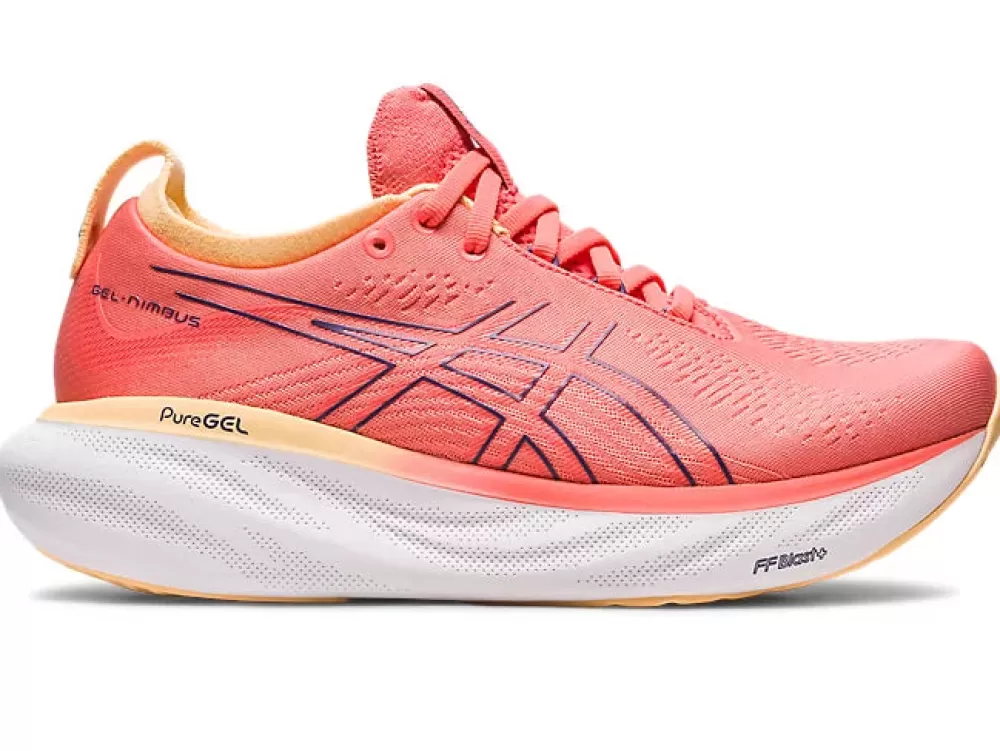 Running^Asics GEL-Nimbus 25 Womens Papaya/Dusty Purple