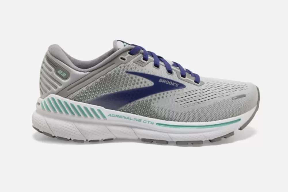 Running^Brooks Adrenaline GTS 22 Womens (2A Narrow) ALLOY/BLUE/GREEN