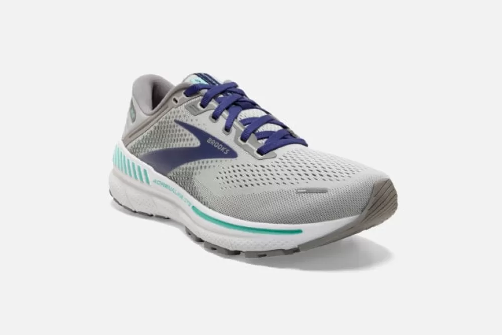 Running^Brooks Adrenaline GTS 22 Womens (2A Narrow) ALLOY/BLUE/GREEN