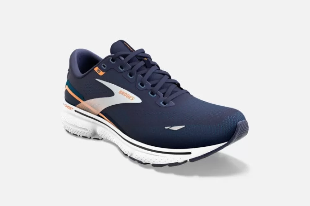 Running^Brooks Ghost 15 Mens (2E Wide) PEACOAT/BLUE/ORANGE