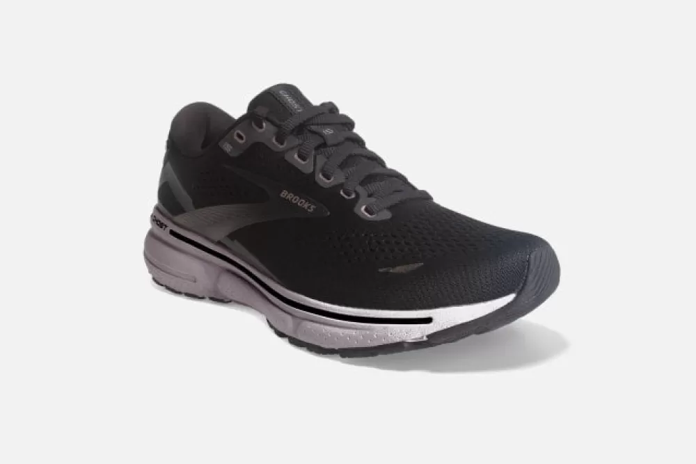 Running^Brooks Ghost 15 Womens (D Wide) BLACK/ROSE GOLD