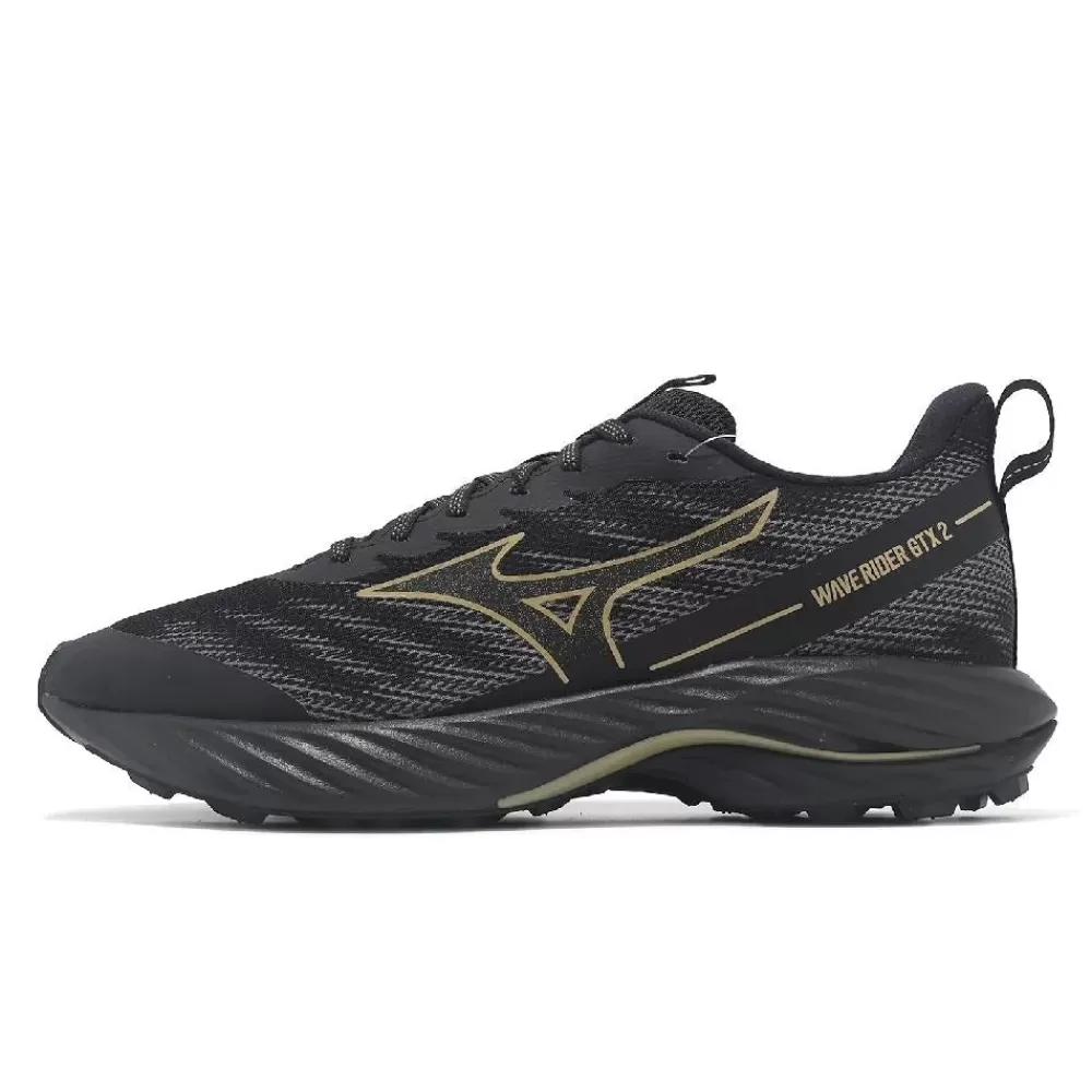 Trail | Running^Mizuno Wave Rider GTX 2 Mens (2E Wide) Black/Gold