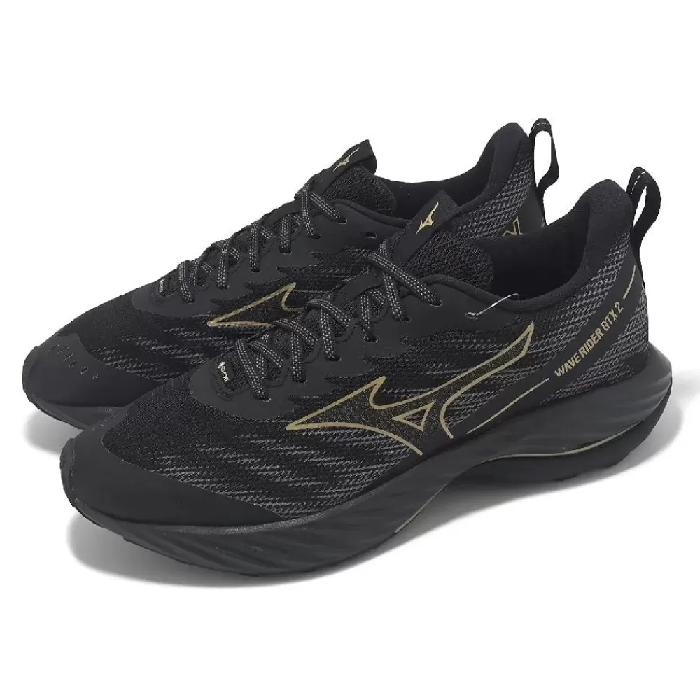 Trail | Running^Mizuno Wave Rider GTX 2 Mens (2E Wide) Black/Gold