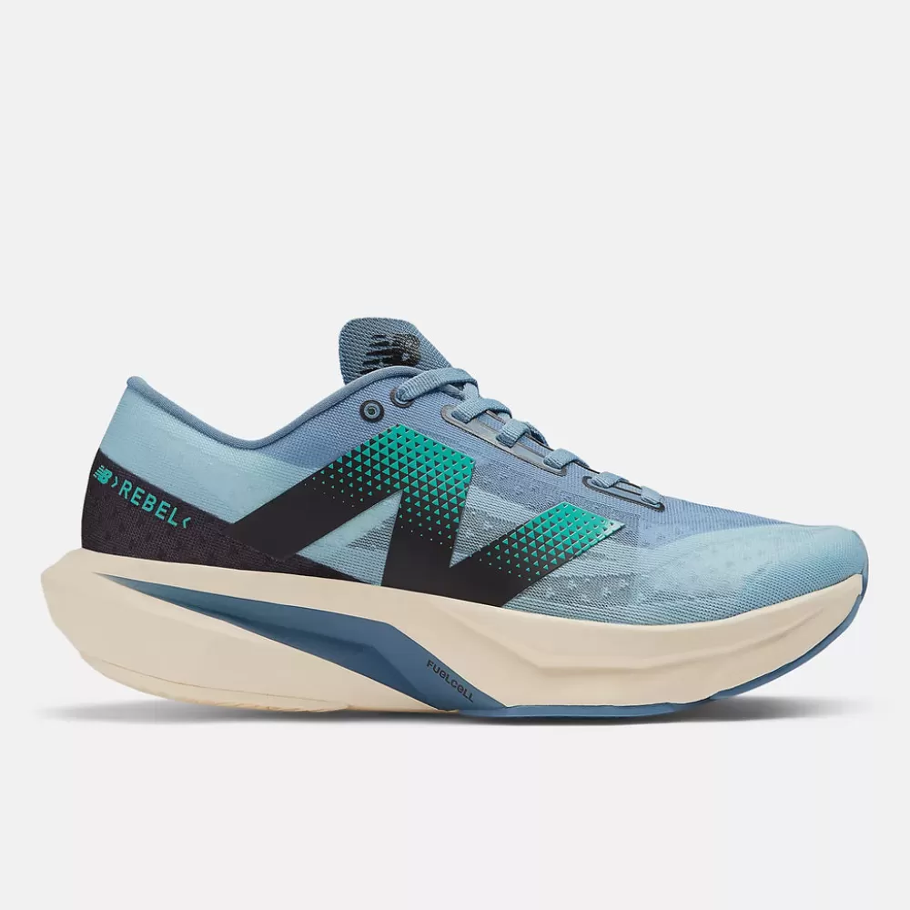 Running^New Balance FuelCell Rebel v4 Mens Heron Blue with Chrome Blue and Black