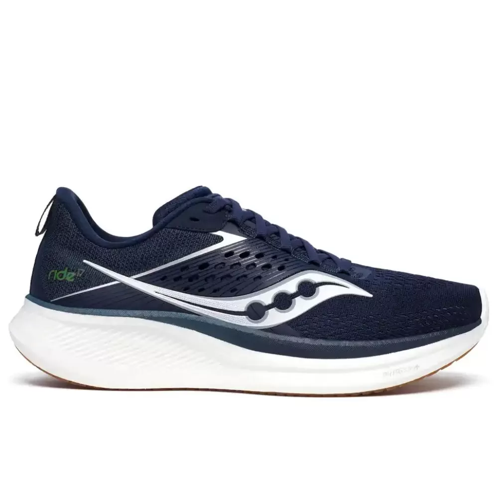 Running^Saucony Ride 17 Mens Navy/Gum