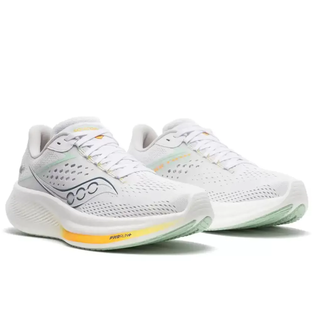 Running^Saucony Ride 17 Womens White/Peel